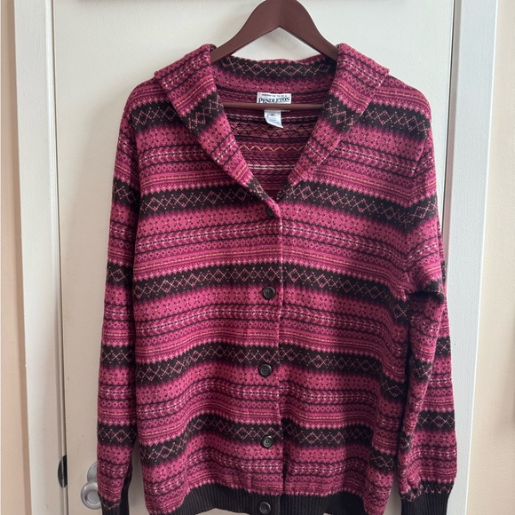 Pendleton Sweaters - Pendleton Women Brown and Pink Knit Cardigan